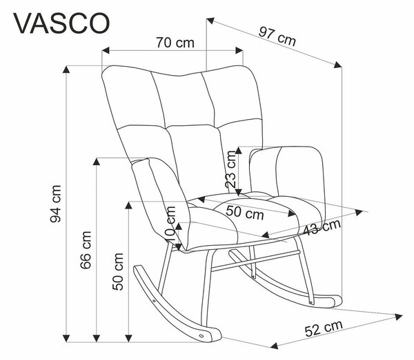 Fotoliu balansoar VASCO, stofa clasica galben mustar - Nea 66, 70x97x9