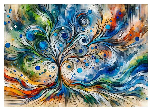 Tablou pe sticlă – Arbore energetic colorat (70x50 cm)