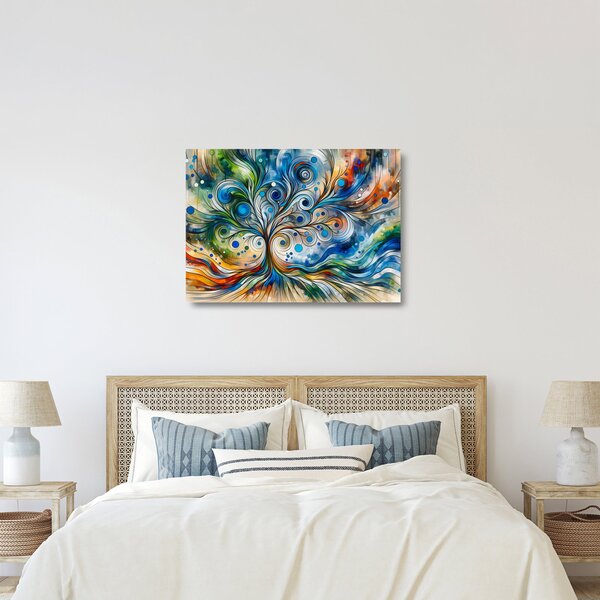 Tablou pe sticlă – Arbore energetic colorat (70x50 cm)