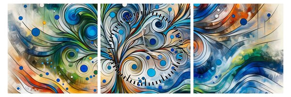 Tablou – Arbore energetic colorat (cu ceas) (90x30 cm)