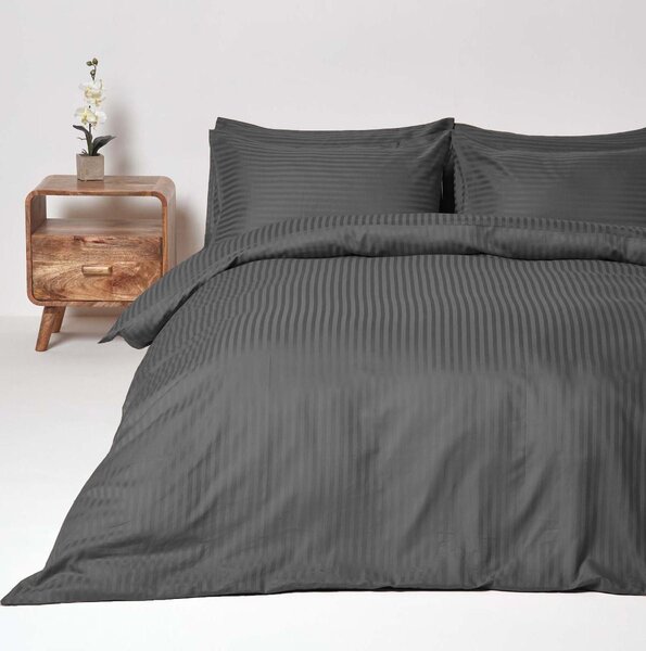 Lenjerie de pat Royal Linen din 100% bumbac gri închis de la Aglika