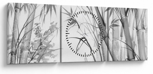 Tablou - Pădure de bambus (cu ceas) (90x30 cm)