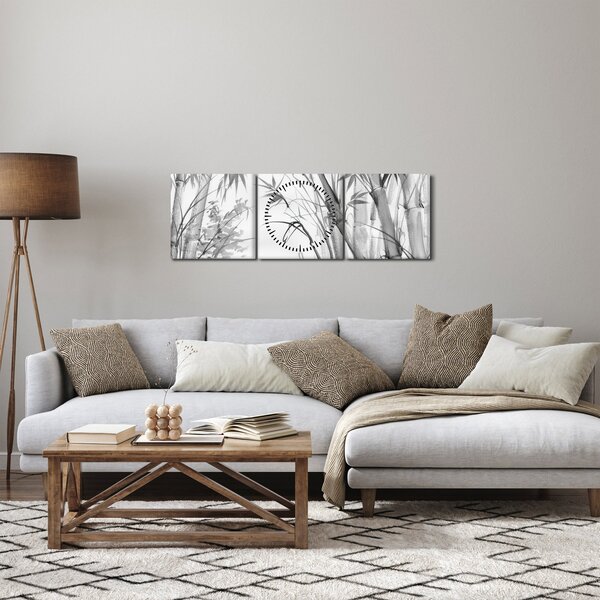 Tablou - Pădure de bambus (cu ceas) (90x30 cm)