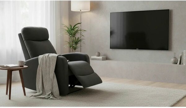 Fotoliu rabatabil WONDER, stofa catifelata negru - Bluvel 19, 75x95/14