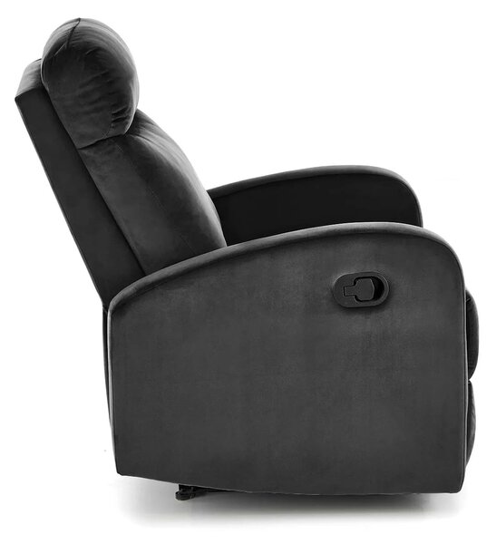 Fotoliu rabatabil WONDER, stofa catifelata negru - Bluvel 19, 75x95/14