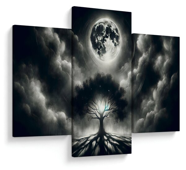 Tablou – Arbore alb-negru în lună plină (90x60 cm)