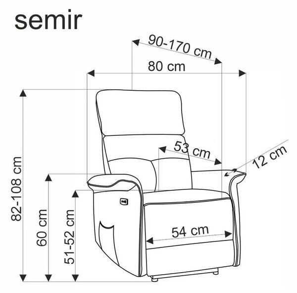 Fotoliu rabatabil SEMIR 2, stofa catifelata bej - Bluvel 40, 80x108/90