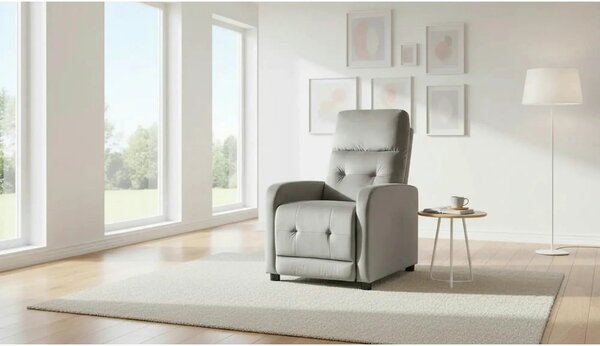 Fotoliu rabatabil OTUS, stofa catifelata gri - Bluvel 14, 66x92/144x10