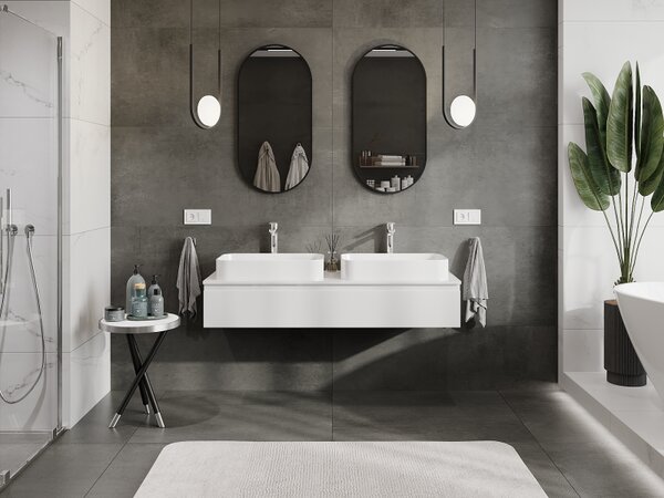Mexen Orio, mobilier de baie 140 cm, 1 sertar, alb lucios, 91A10-14023-1-BF00