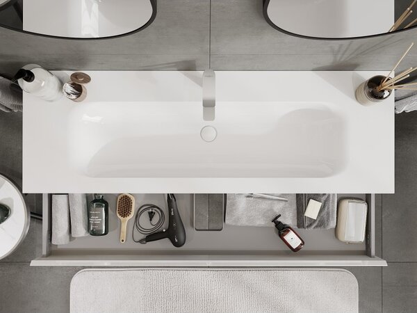 Mexen Orio, mobilier de baie 140 cm cu lavoar Vela, 1 sertar, alb lucios, 91A10-14023-1-BF00-W23M00
