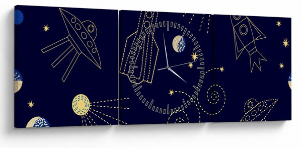 Tablou - Universul (cu ceas) (90x30 cm)