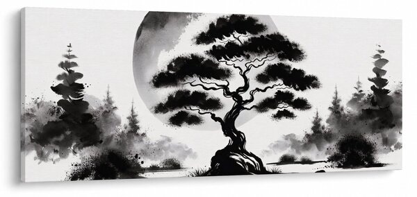 Tablou – Bonsai alb-negru (120x50 cm)