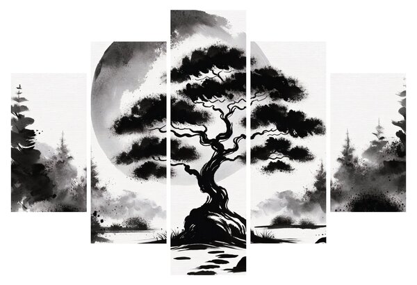 Tablou – Bonsai alb-negru (150x105 cm)