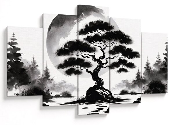 Tablou – Bonsai alb-negru (150x105 cm)