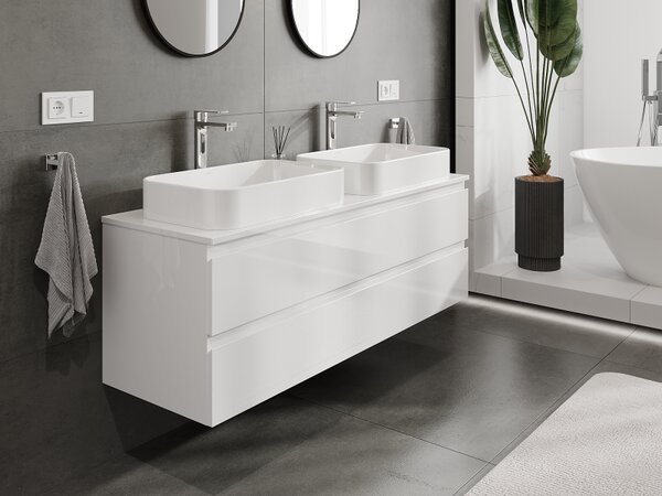 Mexen Orio, mobilier de baie sub chiuvetă 140 cm, 2 sertare, alb lucios, 91A10-14047-2-BFF00