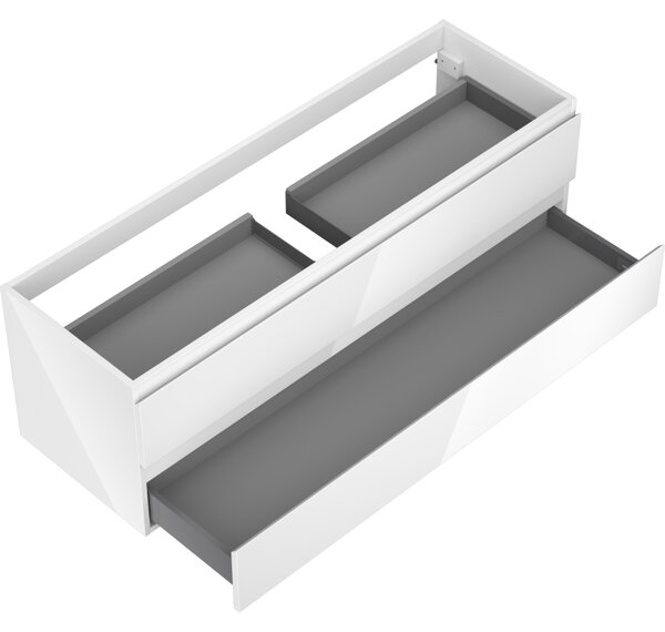 Mexen Orio, mobilier de baie sub chiuvetă 140 cm, 2 sertare, alb lucios, 91A10-14047-2-BFF00