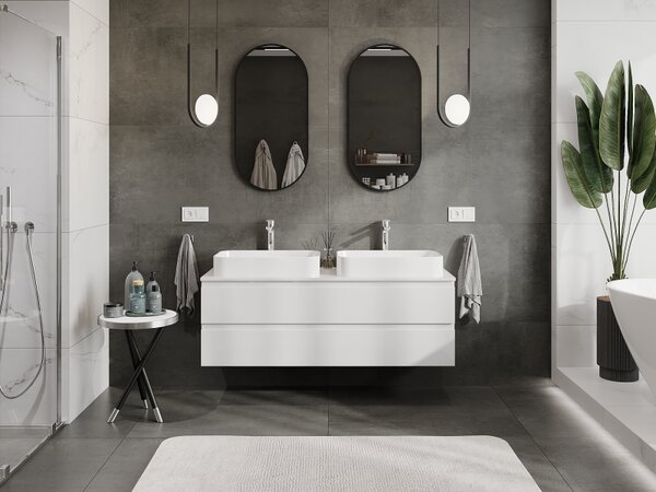 Mexen Orio, mobilier de baie sub chiuvetă 140 cm, 2 sertare, alb lucios, 91A10-14047-2-BFF00