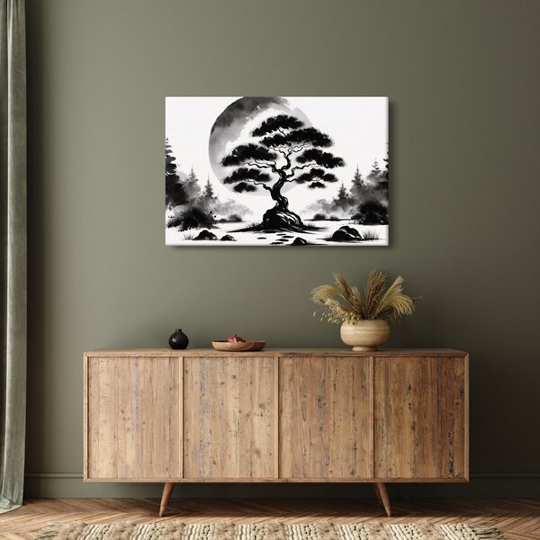 Tablou – Bonsai alb-negru (90x60 cm)