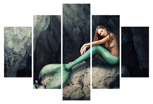 Tablou - Sirena pe stâncă (150x105 cm)