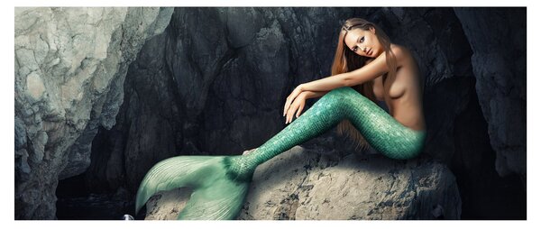 Tablou - Sirena pe stâncă (120x50 cm)