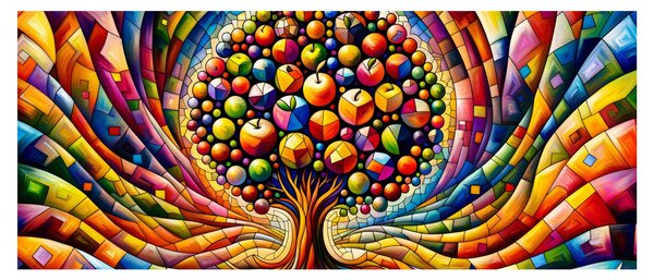 Tablou – Arbore colorat cu mere (120x50 cm)