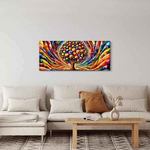 Tablou – Arbore colorat cu mere (120x50 cm)