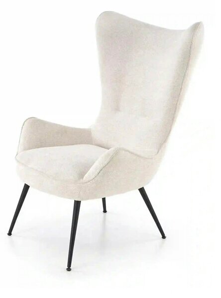 Fotoliu JUKON, crem/negru, stofa clasica/otel, 74x87x108 cm