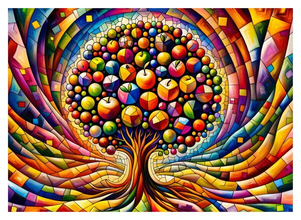 Tablou – Arbore colorat cu mere (70x50 cm)