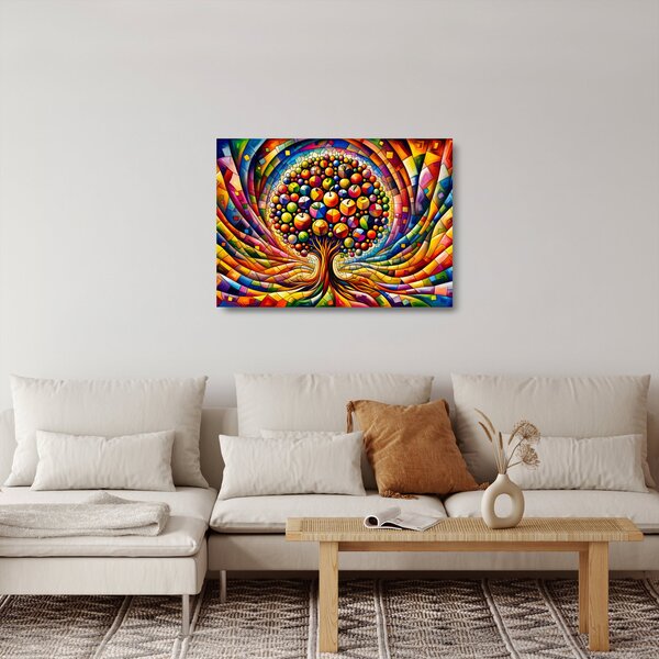 Tablou pe sticlă – Arbore colorat cu mere (70x50 cm)