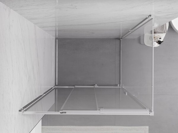 Mexen Exo, cabină de duș glisantă, ușă 85 cm + perete lateral 70 cm, sticlă transparentă, crom, 8153-085-070-01-00