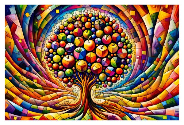 Tablou – Arbore colorat cu mere (90x60 cm)