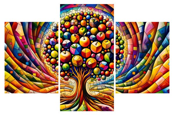 Tablou – Arbore colorat cu mere (90x60 cm)