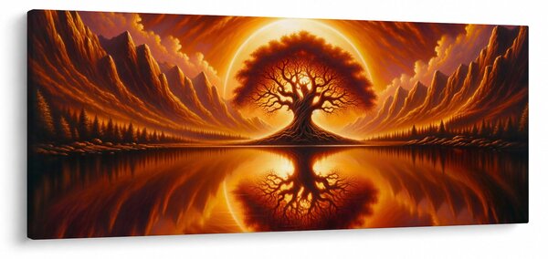 Tablou – Arbore în soare sângeriu (120x50 cm)