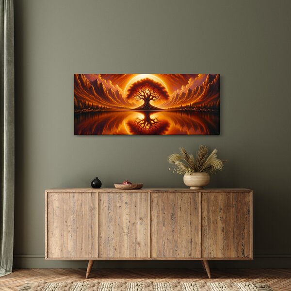 Tablou – Arbore în soare sângeriu (120x50 cm)