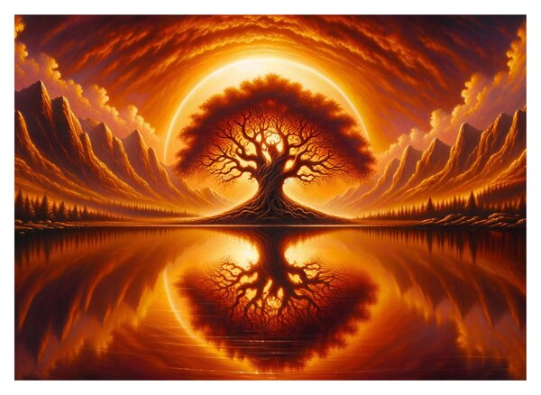 Tablou – Arbore în soare sângeriu (70x50 cm)
