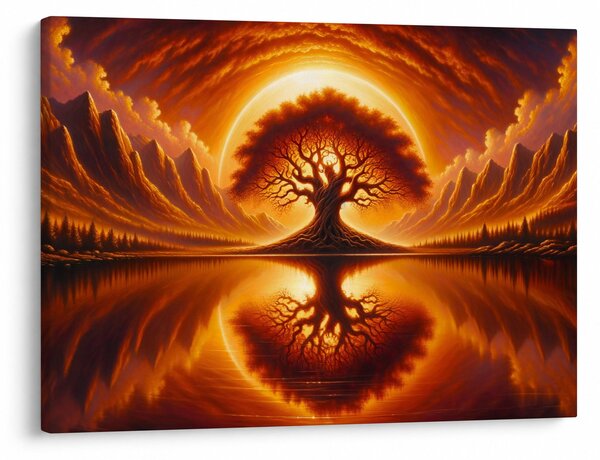 Tablou – Arbore în soare sângeriu (70x50 cm)