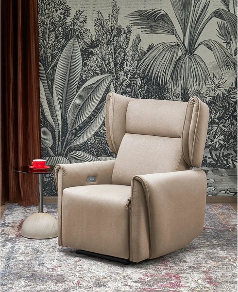 Fotoliu recliner GELATO, bej, stofa clasica, 83x91/161x95/109 cm