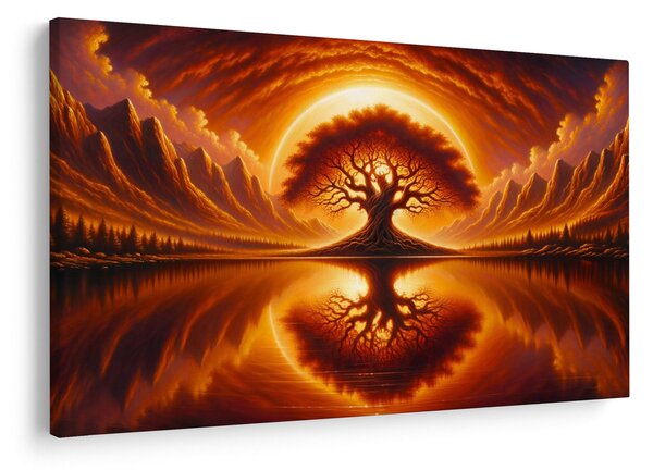 Tablou – Arbore în soare sângeriu (90x60 cm)