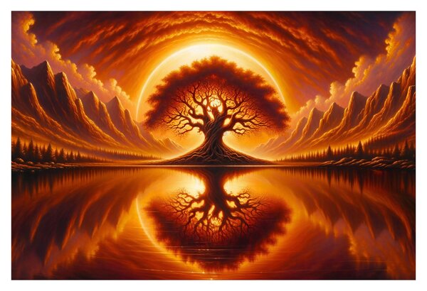 Tablou – Arbore în soare sângeriu (90x60 cm)