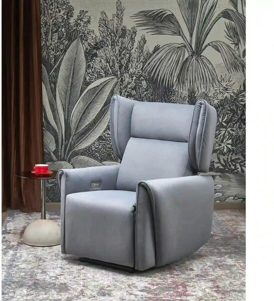 Fotoliu recliner GELATO, gri, stofa clasica, 83x91/161x95/109 cm