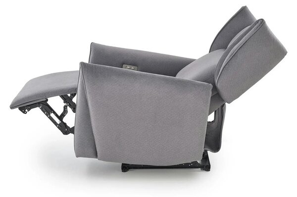 Fotoliu recliner GELATO, gri, stofa clasica, 83x91/161x95/109 cm