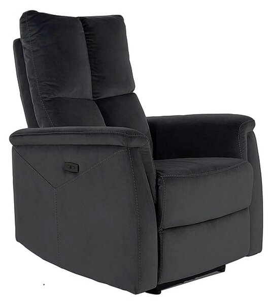 Fotoliu recliner NEPTUN, negru, stofa catifelata/metal, 76x94/160x96 c