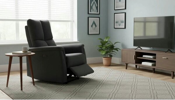Fotoliu recliner NEPTUN, negru, stofa catifelata/metal, 76x94/160x96 c