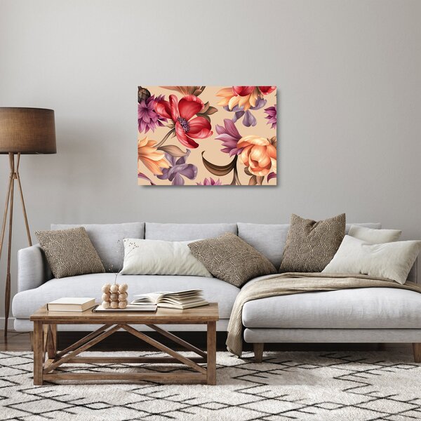 Tablou pe sticlă - Flori de epocă (70x50 cm)