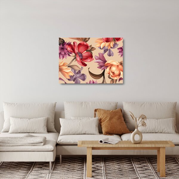 Tablou pe sticlă - Flori de epocă (70x50 cm)