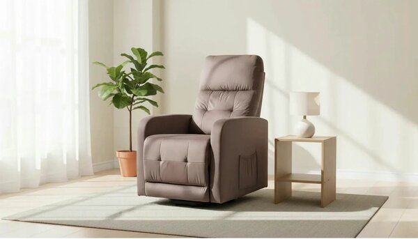 Fotoliu rabatabil OTUS II, stofa catifelata cappuccino - Bluvel 38, 66