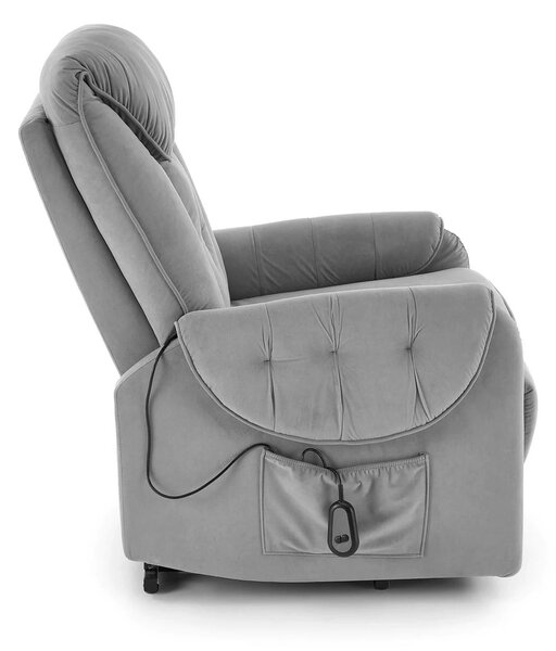 Fotoliu recliner HORTON, stofa catifelata gri - Mavel 14, 80x97/158x90
