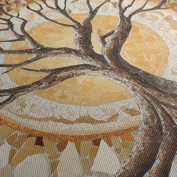 Tablou – Arborele vieții auriu în mozaic (90x60 cm)