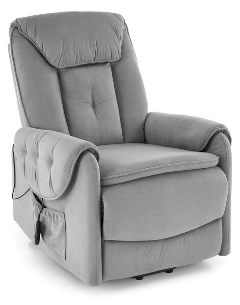 Fotoliu recliner HORTON, stofa catifelata gri - Mavel 14, 80x97/158x90