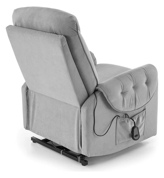 Fotoliu recliner HORTON, stofa catifelata gri - Mavel 14, 80x97/158x90